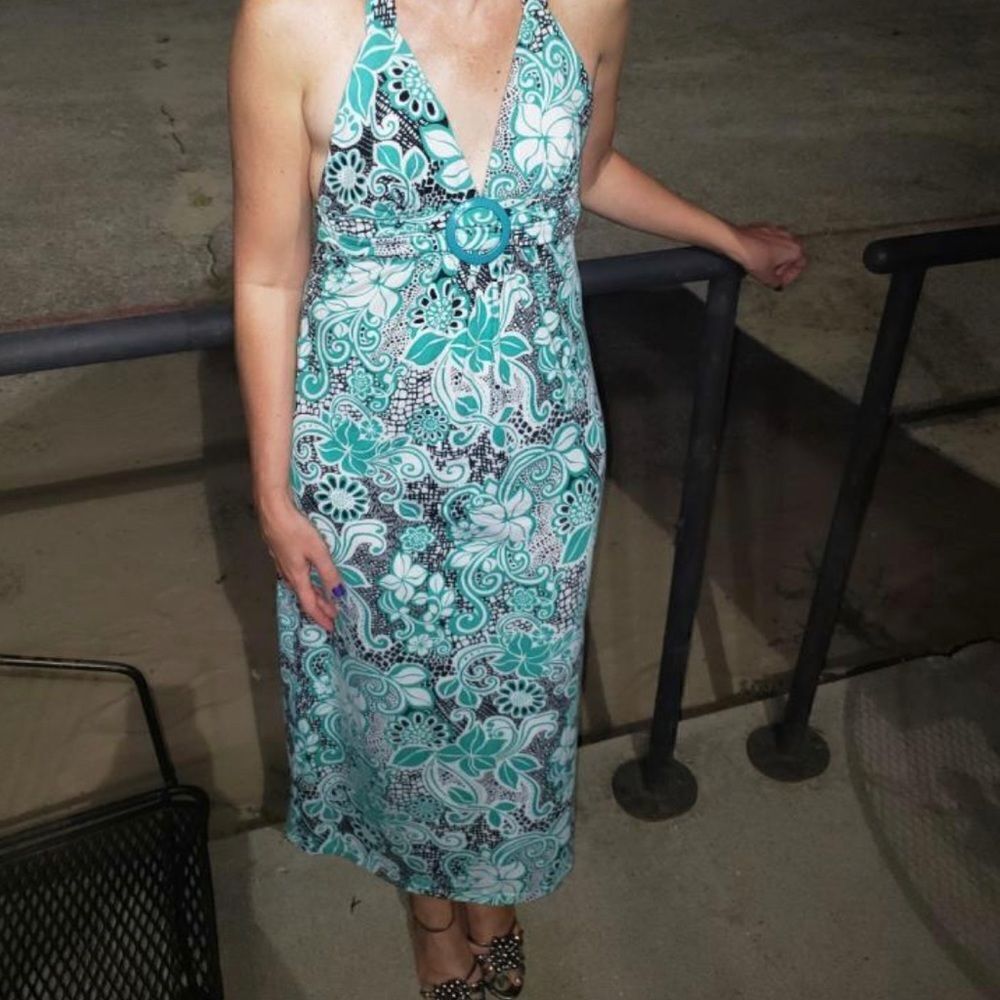 Bohemian Maxi Floral Print Dress Approximately Size M